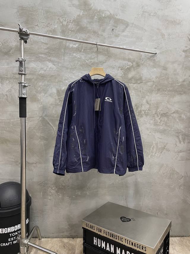 Style No. #S592 Balenciaga 25Ss Graffiti Spray Paint Navy Blue Half-Ring Embroi