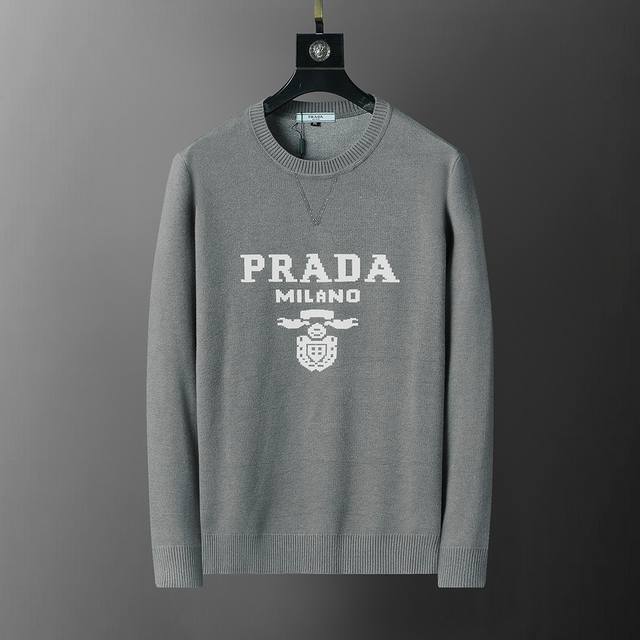 Style No.: A435# New Winter Crew Neck Pullover Sweater with Classic Prada Lette