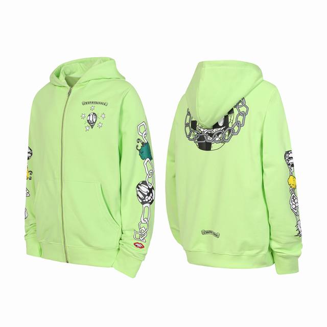 Ke36 Chrome Hearts Ch Graffiti Print Zipper Sweatshirt Cardigan Jacket Custom-wo