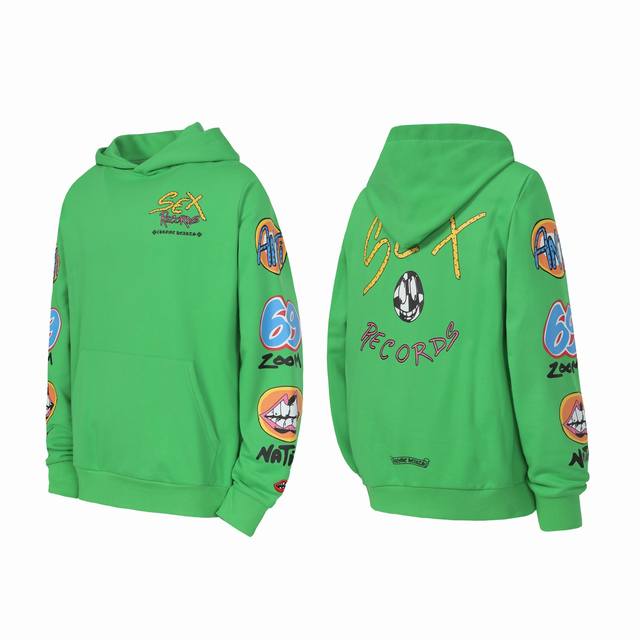 Ke3108 Chrome Hearts Ch Graffiti Parody Print Hooded Sweatshirt Custom-woven and