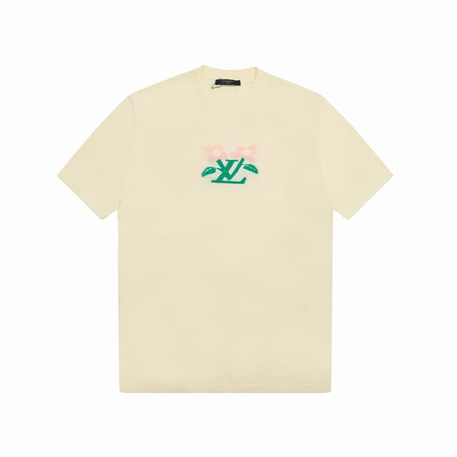 Lv601 Top-tier version Louis Vuitton Lv floral logo jacquard knit short-sleeved