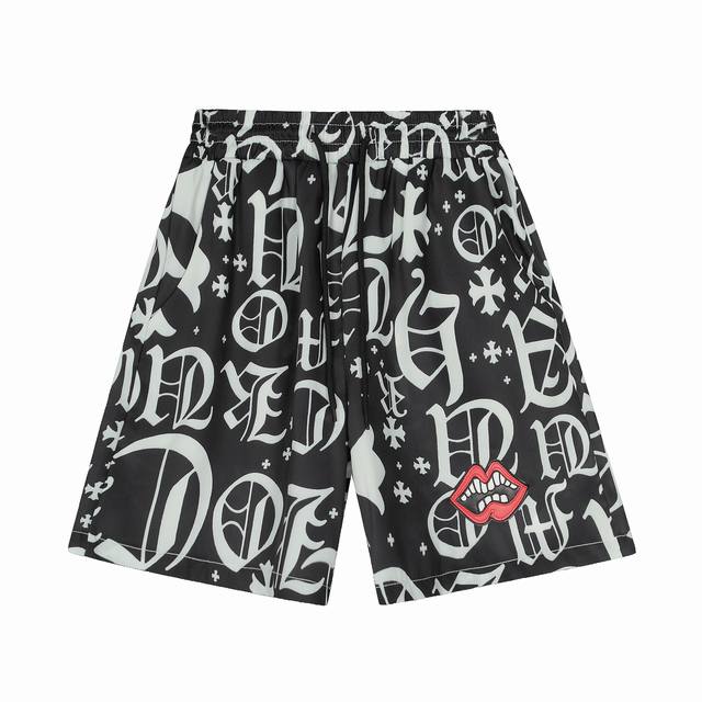 Ke289 Chrome Hearts Custom Fabric Beach Shirt with All-over Print of Red Lips, S