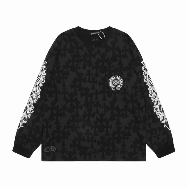 Ke801 Top-tier version Chrome Hearts Ch embroidered print long-sleeved T-shirt 4
