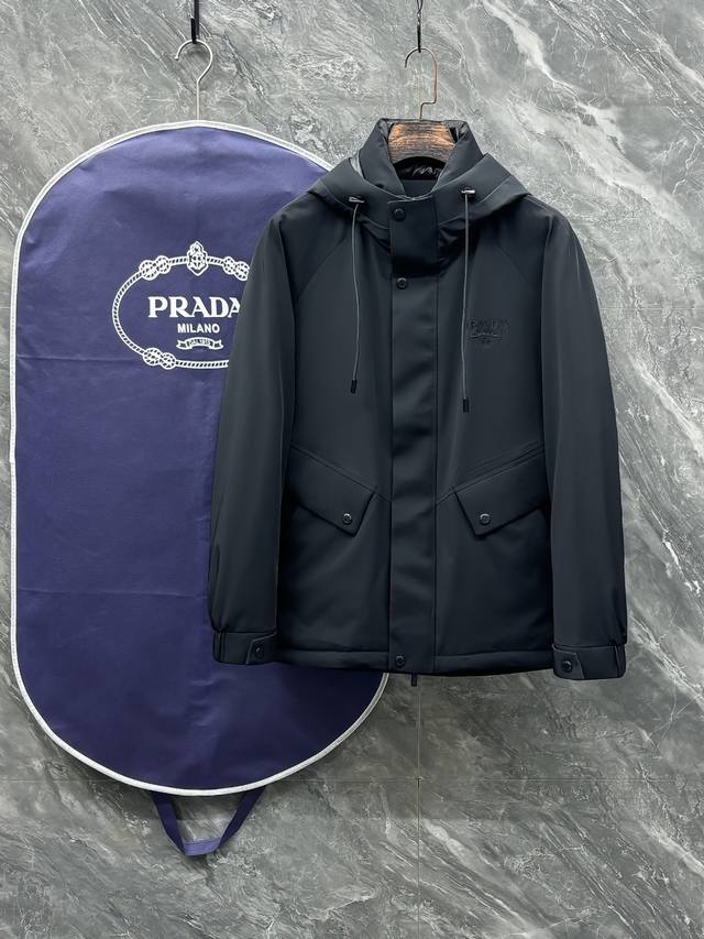 Qian Feather-65 Prada #25 Autumn/Winter Fashion Hooded Jacket, Down Jacket, 100g