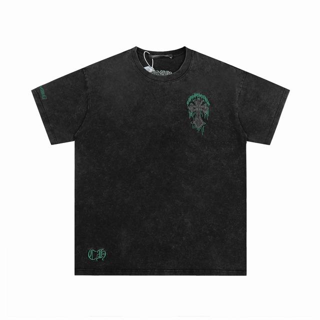 Ke232 Chrome Hearts Ch Heavy Embroidered Short-Sleeve T-Shirt with Heavy Appliqu