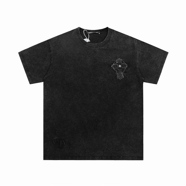 Ke236 Chrome Hearts Ch Heavy Wash Printed Short-Sleeve T-Shirt with Heavy Embroi