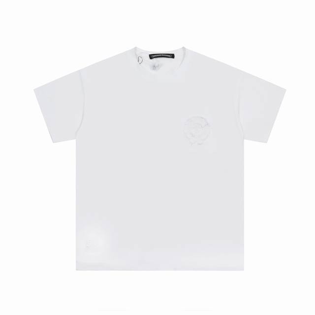 Ke261 Chrome Hearts Ch Heavy Embroidered Short-Sleeve T-Shirt with Heavy Appliqu