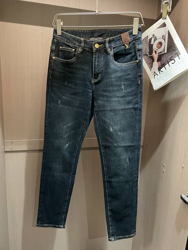 Lv 2025 New Arrival! High-end custom-made slim-fit business jeans with original