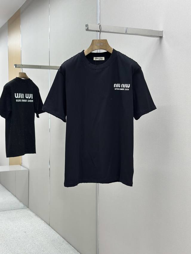 Miumiu 25Ss Spring/Summer New Arrival - Latest Short-Sleeve Crew Neck T-Shirt fr