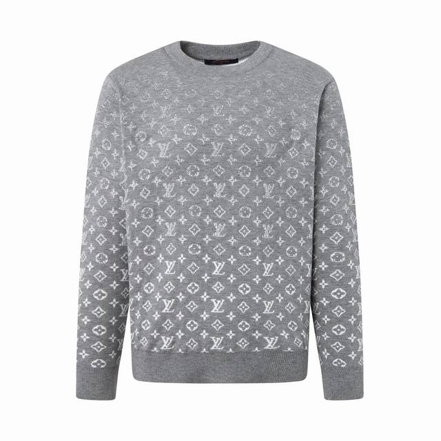 Louis Vuitton Crew Neck Pullover Logo Jacquard Long-Sleeve Sweater - Quality Gua