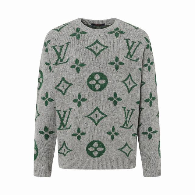 Louis Vuitton Crew Neck Pullover Logo Jacquard Long-Sleeve Sweater - Quality Gua