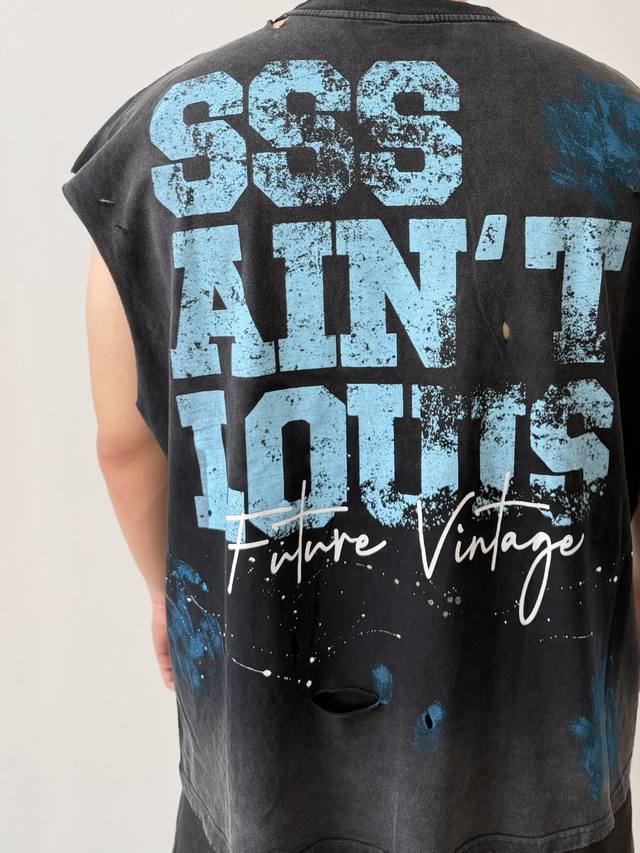 Two-tone Cvt-16 Saint Street Dirty Street Graffiti Style Vest - Hand-painted sp