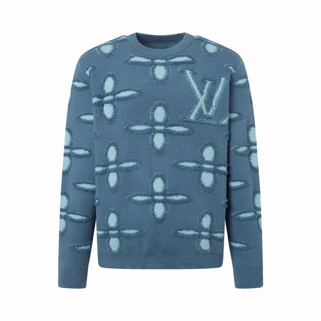 Louis Vuitton Crew Neck Pullover Logo Jacquard Long-Sleeve Sweater - Focus on De