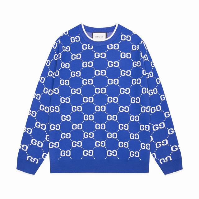 Gucci Gg knit cotton jacquard sweater, unisex and versatile, the brand's iconic