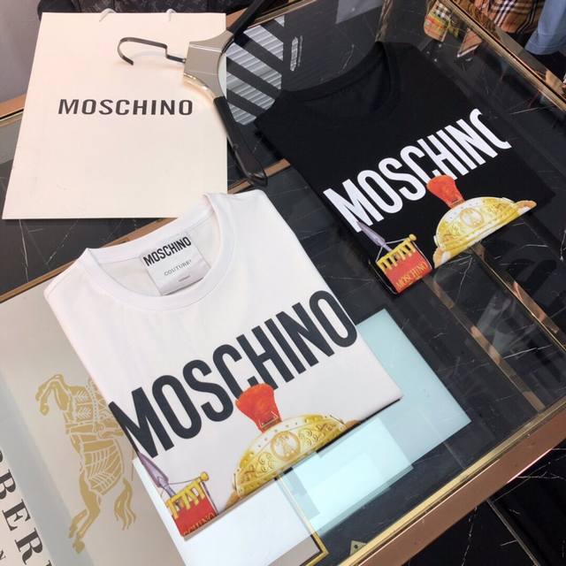Moschino Couple Style Spring/Summer New Arrival Bear Soldier Logo Crew Neck T-Sh