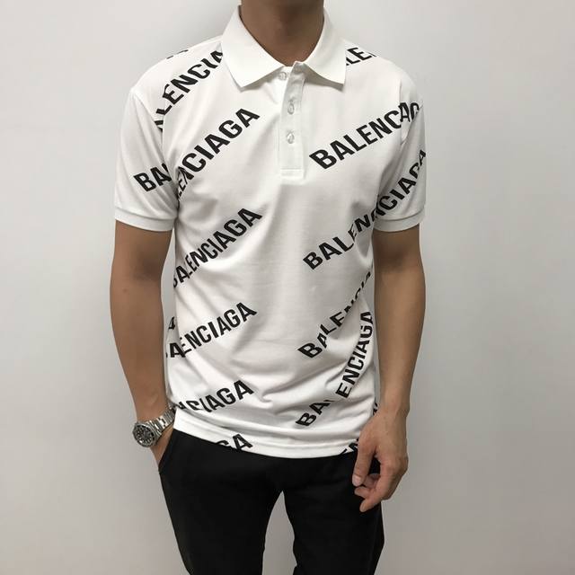 Balenciaga 20Ss latest printed polo shirt, made of imported pique mesh cotton, s