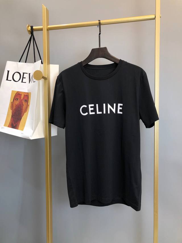 C*Eline Summer New Arrival Collection: Pure Cotton Basic Logo Print Short-Sleeve