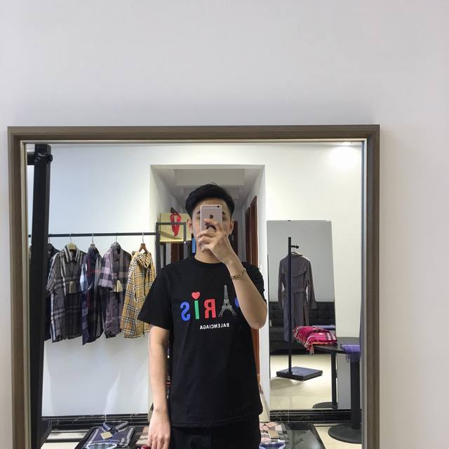 Special Price Balen 20Ss Spring/Summer New Short-Sleeve Shirt with Eiffel Tower