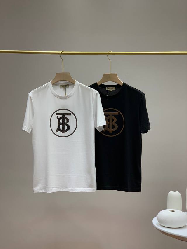 Special Price Burberry Embossed Mercerized Crew Neck T-Shirt, a year-old item cu