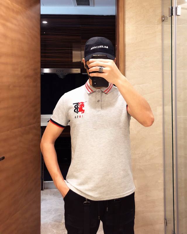 Burberry original single-piece polo shirt, short-sleeved, with small logo embroi