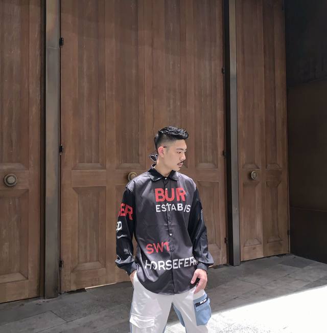 Bbr Early Autumn New Large Logo Letter Shirt Perfect Details Black and White Mlx