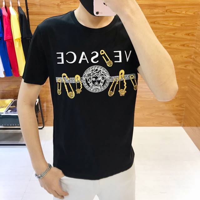 M-4XL Versace Spring/Summer Newest Men's Short-Sleeve T-Shirt, Official Website