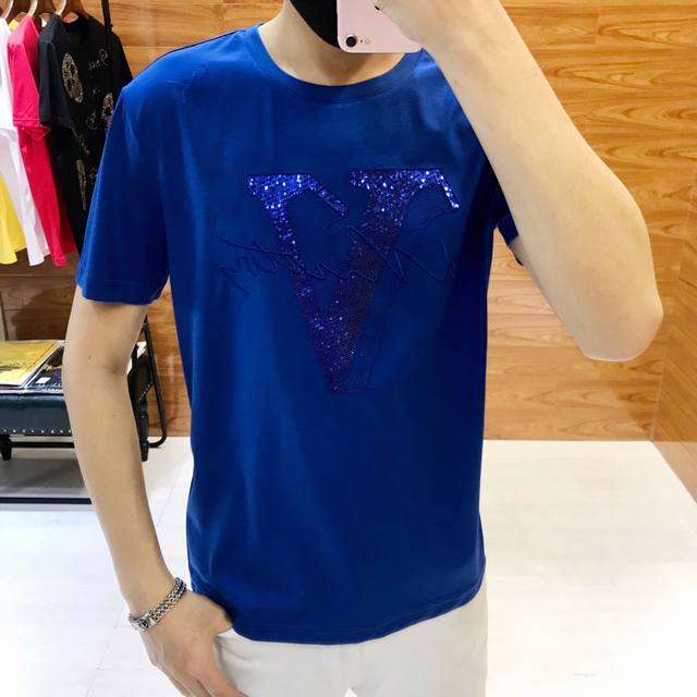 M-4XL Maximum fits 210 lbs (Lv) Newest Spring/Summer Men's Short-Sleeve T-Shirt,