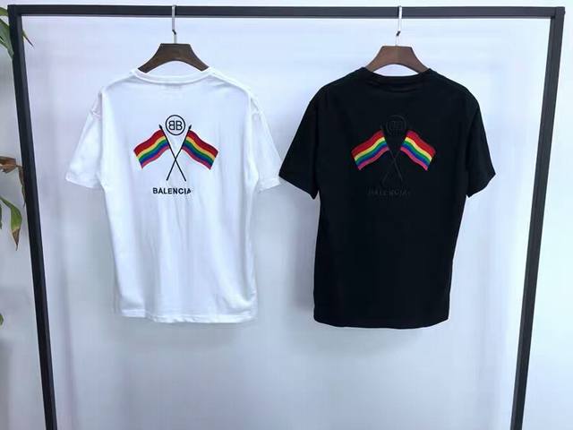 Balenciaga Spring/Summer New Embroidered Logo Lettering T-Shirt with Double B-S