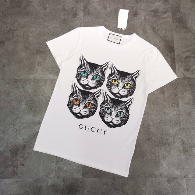In Stock Gucci Spring/Summer New Arrival - Four Cat Head T-Shirt, Exclusive Fir