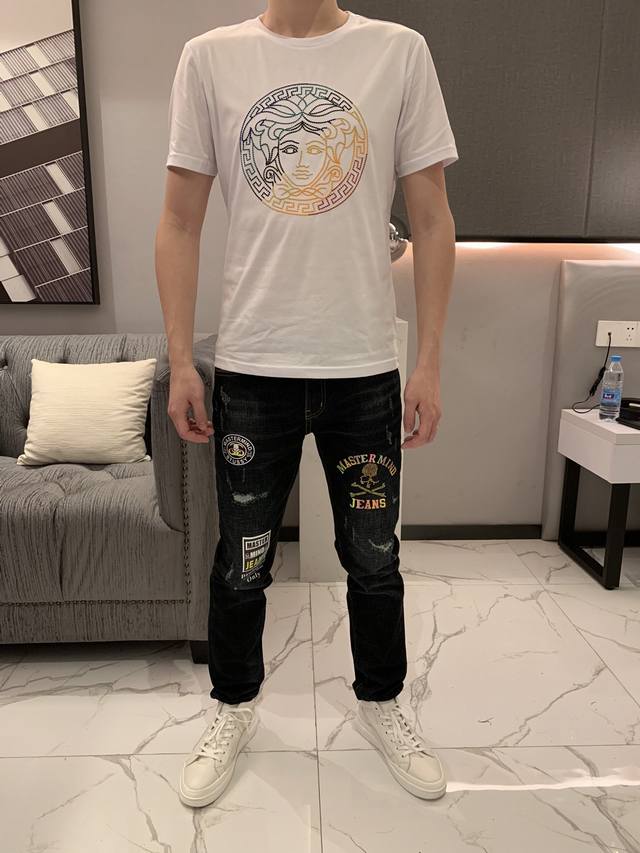 Versace Spring/Summer Newest Men's Short-Sleeve T-Shirt, Official Website Synch