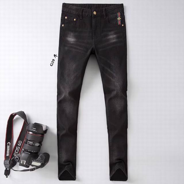 Gucci early spring slim-fit jeans are incredibly comfortable and understated ye
