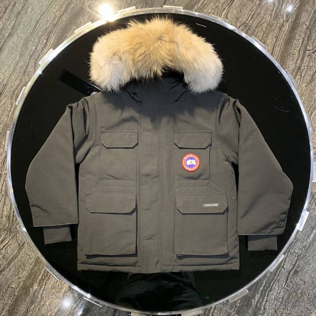 Canada Gooes 08 Kids' Clothing : Black Unisex High-end: Raccoon Fur 620 Wolf Fu