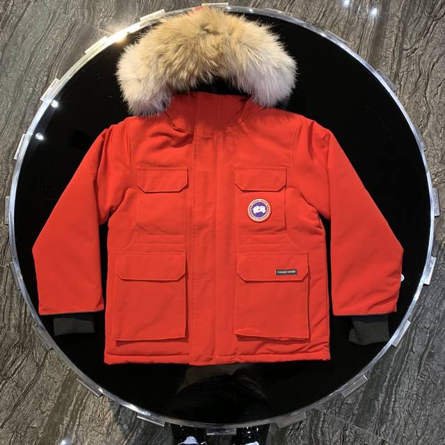 Canada Gooes 08 Children's Style : Red Unisex High-end: Raccoon Fur 620 Wolf Fu