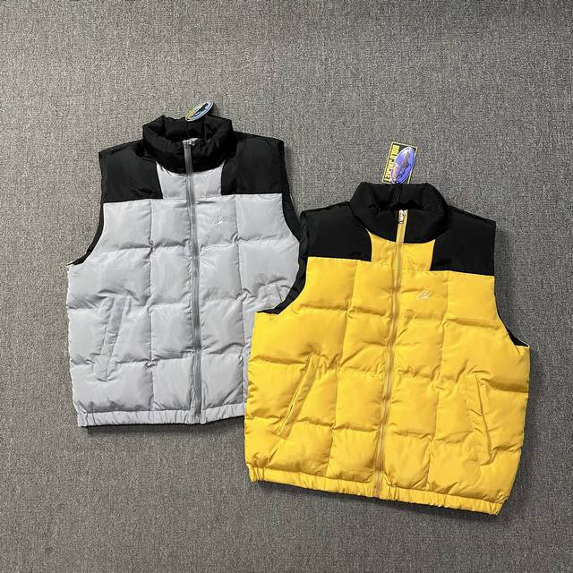 706# Corteiz Down Cotton Vest Black Yellow SML XL