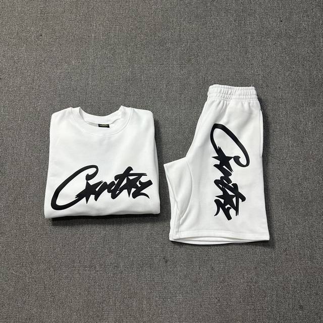 Corteiz Crew Neck Black Letter White Suit 6175 Top p # 5175 Pants p90# Sizes SML