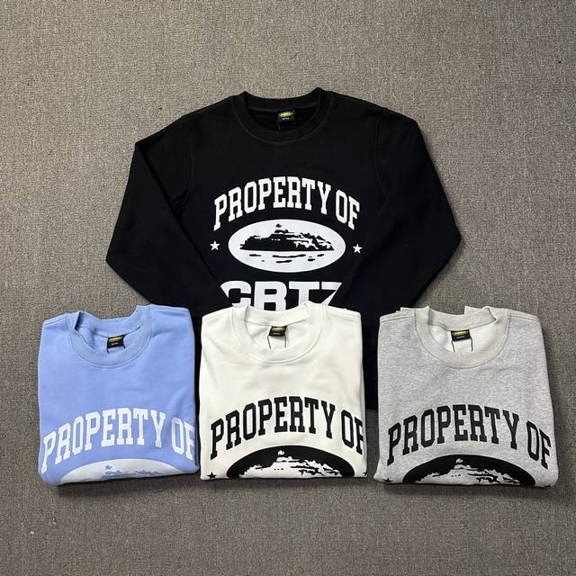 6113# Corteiz Crew Neck Sweatshirt, Five-line Precision Finish, , Black, White,