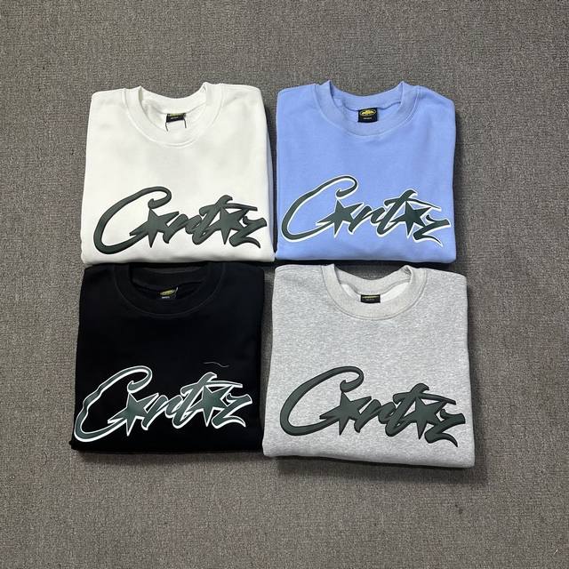 6229# Corteiz Green Letter Basic Crew Neck Sweatshirt Black Day Grey Sky Blue SM
