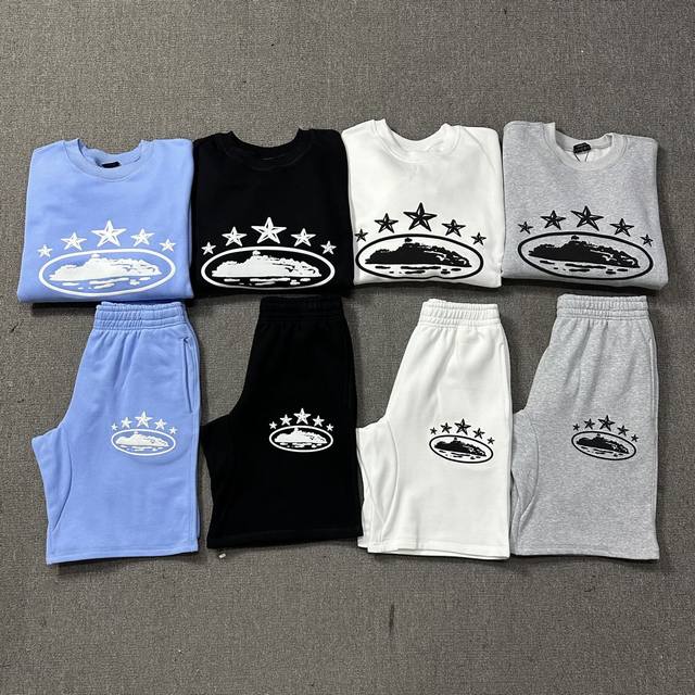 Set # Crew Neck Five-Star Foam Top 6919#p Pants 5919# p90 Black White Sky Blue