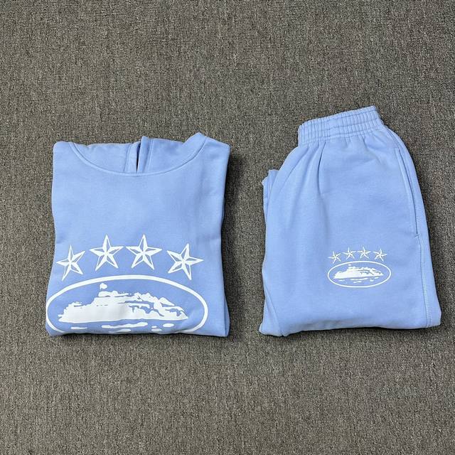 Set # p Top 917# p120 Pants 817# Corteiz 4th Anniversary 4-Star Set Black White