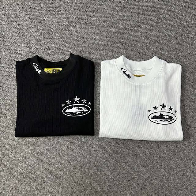 710# Five-star waffle long-sleeved top, black/white, S/M/L/XL,