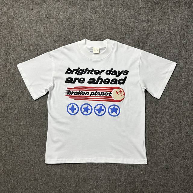 Bp-T122# Broken planet foam short-sleeved T-shirt White SML XL