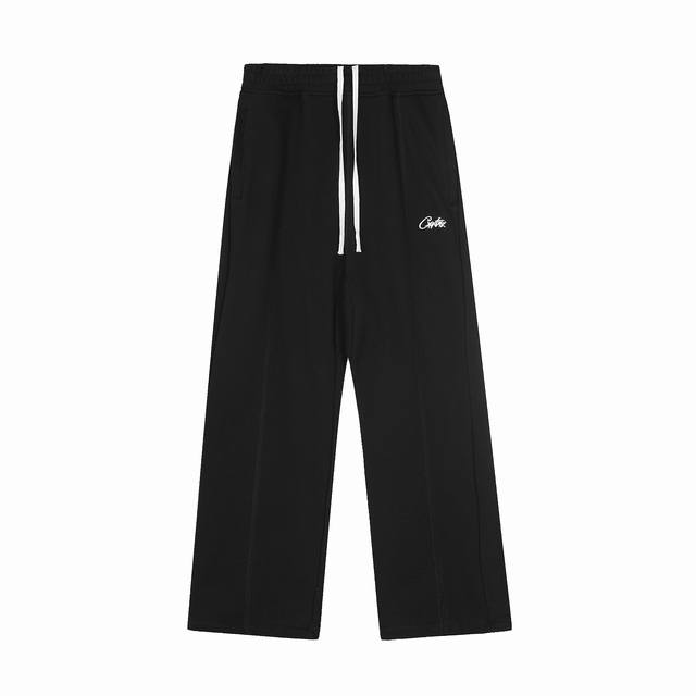 New Black 653# Embroidered Letter Sports Pants Black S-XL