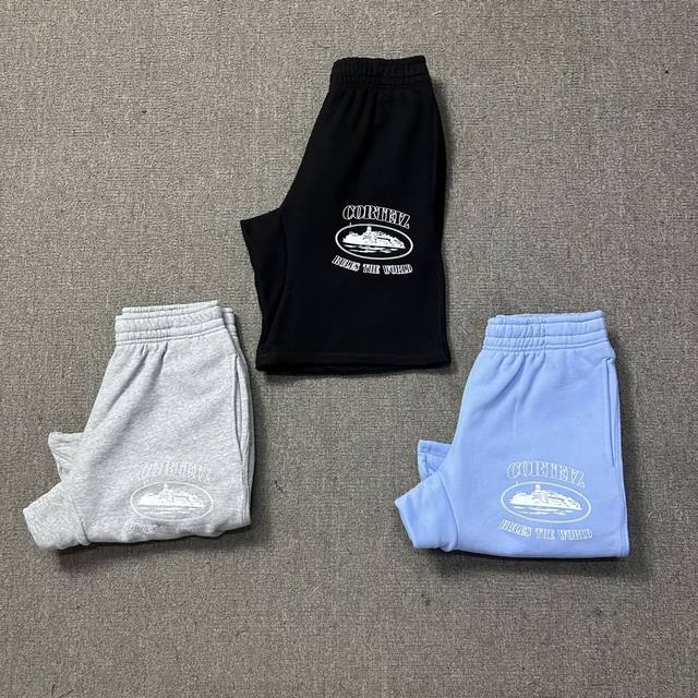 5813# Corteiz Alcatraz Basic Sweatpants/Shorts Black Grey Sky Blue S-XL