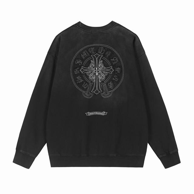 Style Number Tq24 Chrome Hearts Distressed Cross Slogan Logo Sweatshirt