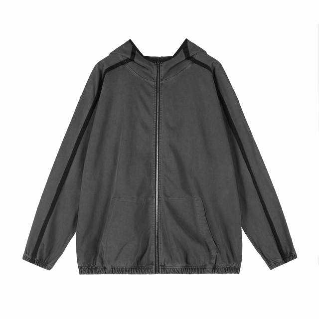 Style Number Q444 Cavempt Japanese Streetwear Distressed Washed Zip-Up Sweatshi