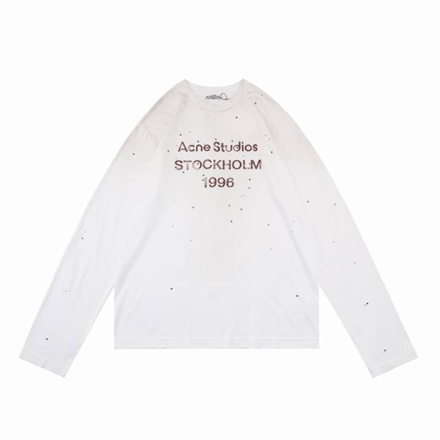 Style No. Ac16 White Acne Studio Rhinestone-Studded Distressed Spray Paint Loos