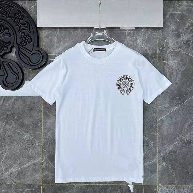 D37 Chrome Hearts classic black and white short-sleeved T-shirt, made with custo