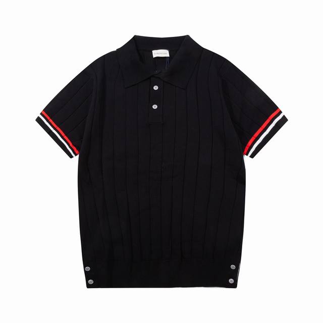 Moncler Color-Blocked Knit Polo Shirt (Upgraded), inspired by 80s retro style. O