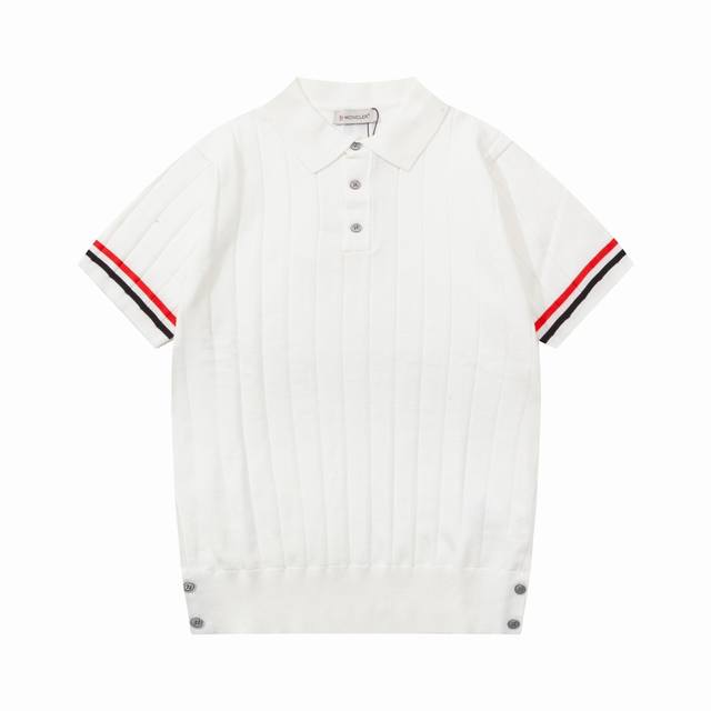 Moncler Color-blocked Knit Polo Shirt (Upgraded), inspired by 80s retro style. O
