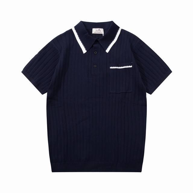 Hermes Color Block Pocket Knit Polo Shirt (Upgraded), inspired by 80s retro sty